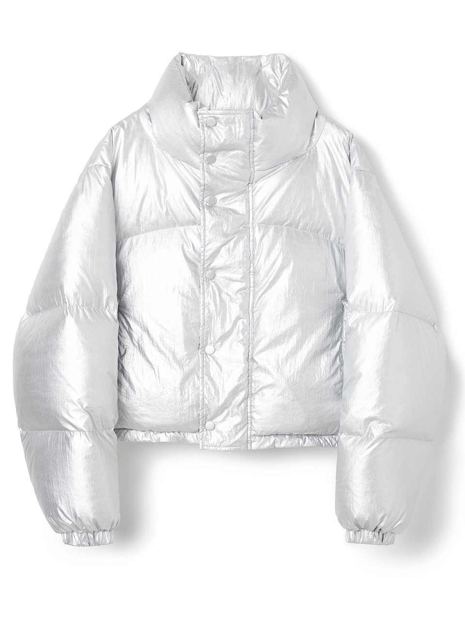 Curved Short Puffer Jacket [Silver]