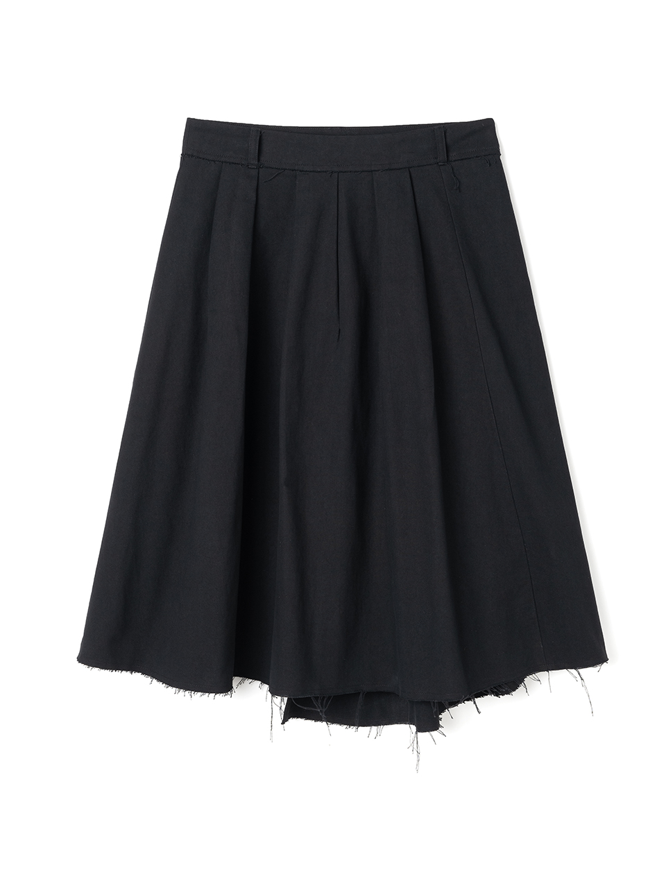 Cut-off Pleated Skirt [Black]